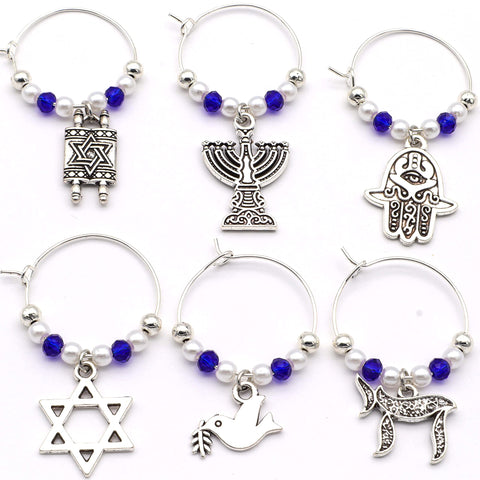 Serendipity wine glass charm with Star of David for meaningful, easy glass identification on Jewish tables.