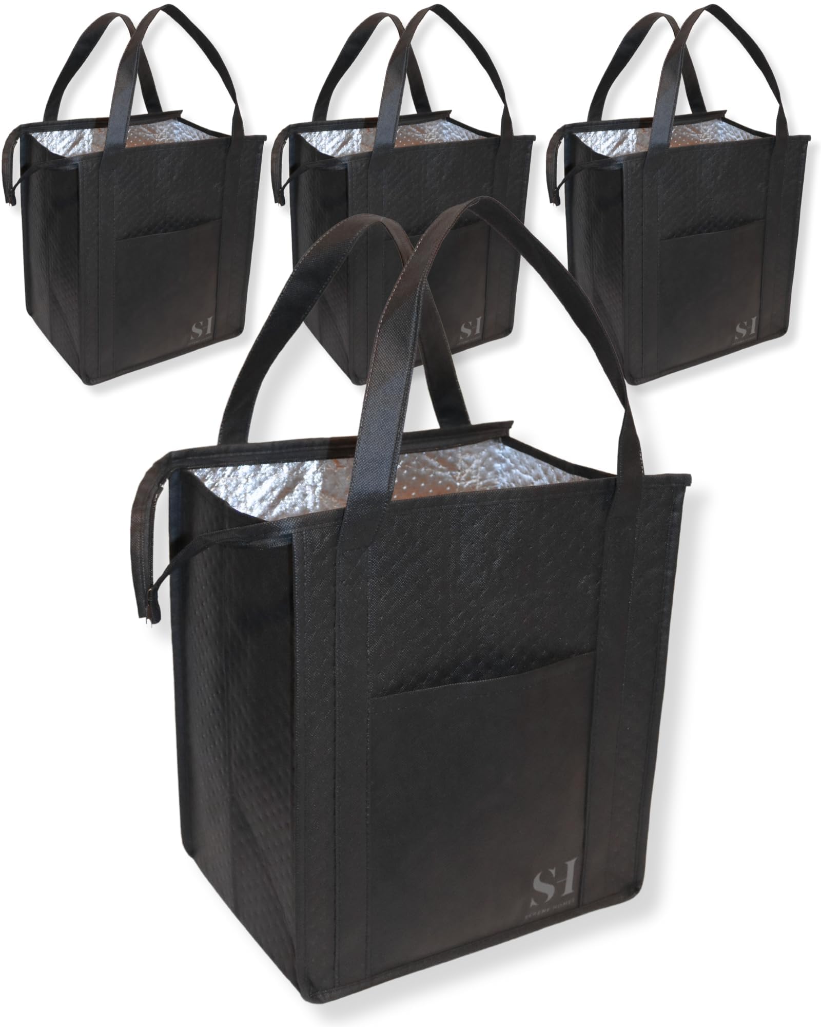 Serene Homes black insulated bag with zip top for secure groceries