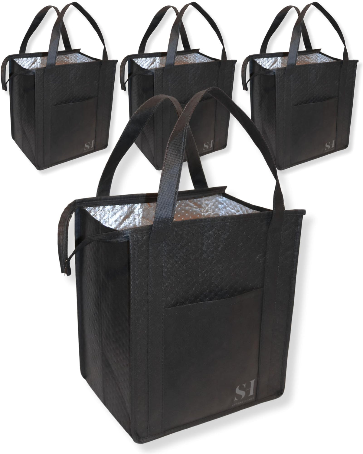 Serene Homes black insulated bag with zip top for secure groceries
