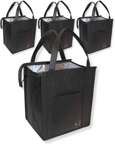 Serene Homes black insulated bag with zip top for secure groceries