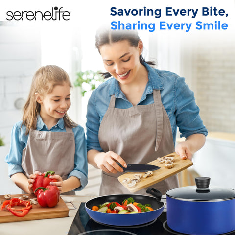 SereneLife blue knife set for precise slicing and clean cuts.