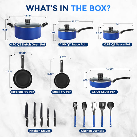 SereneLife blue sauté pan with lid enhances searing and even browning.