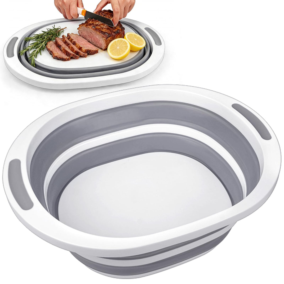 Seropy collapsible wash basin in action showing space-saving design and capacity
