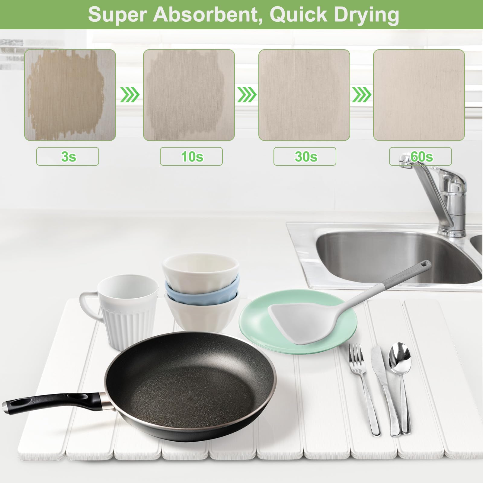 Seropy diatomaceous earth mat showing quick moisture drying after washing