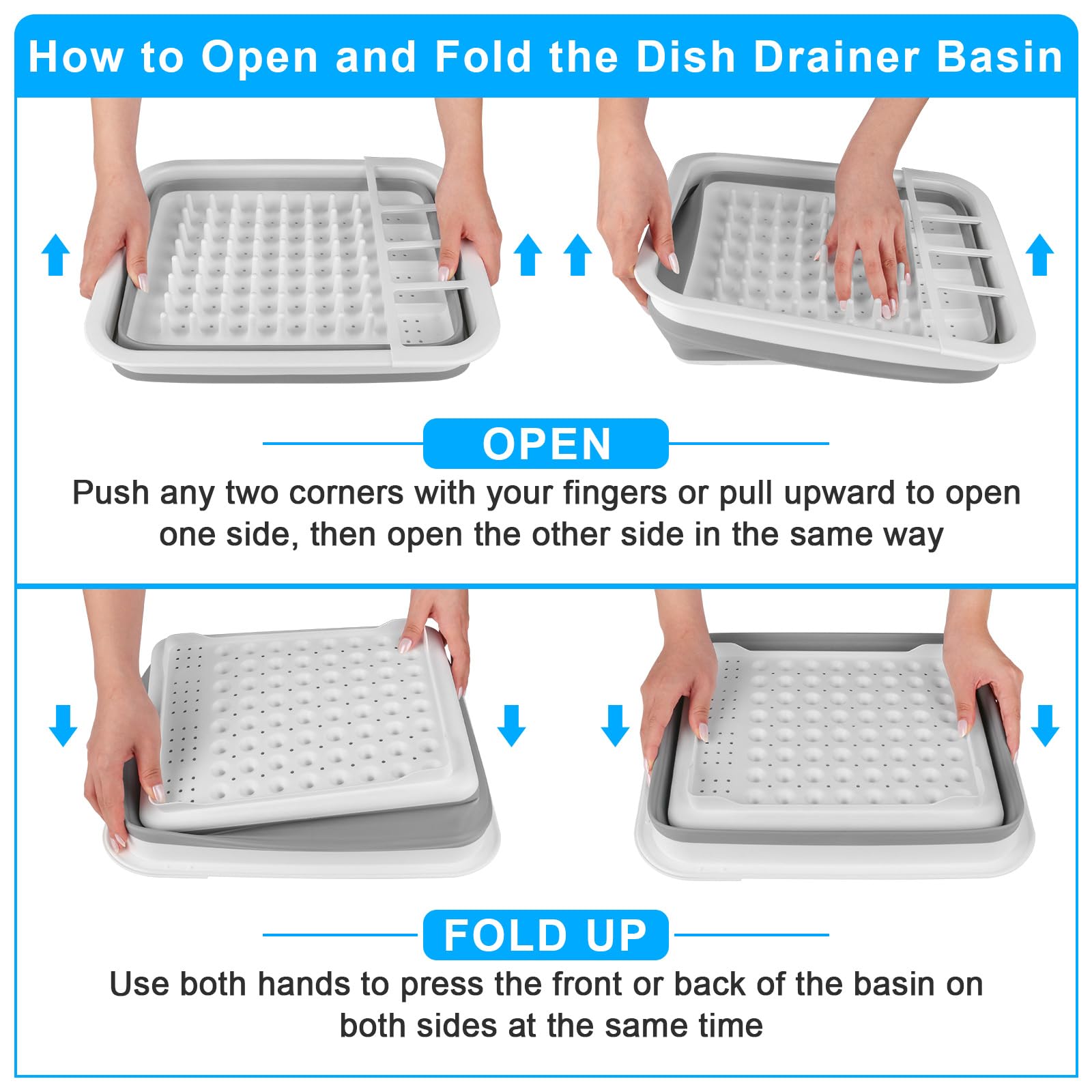 Seropy dish drying rack built-in ridges stabilizes plates and bowls for quick drying.