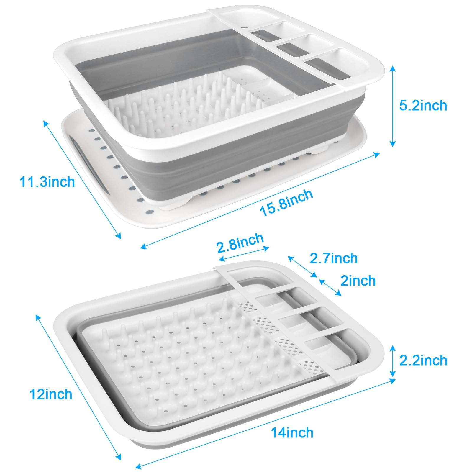 Seropy dish drying rack with drainboard tray catches drips for a tidy kitchen.