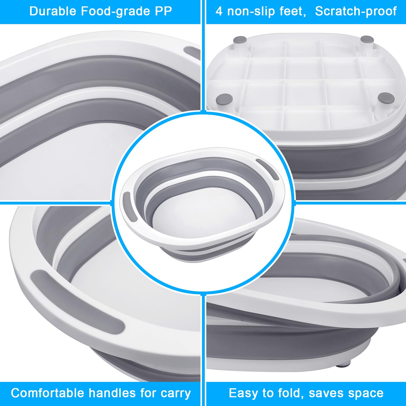 Seropy multi-purpose collapsible tub for camping and home kitchen tasks
