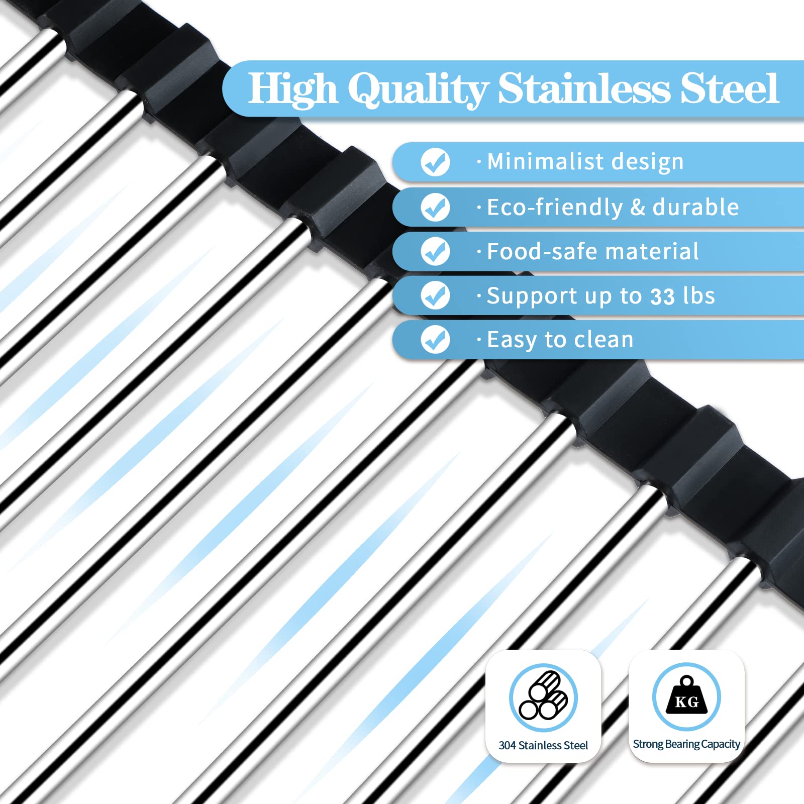 Seropy over-sink drying mat with non-slip edges protects counters during drying.