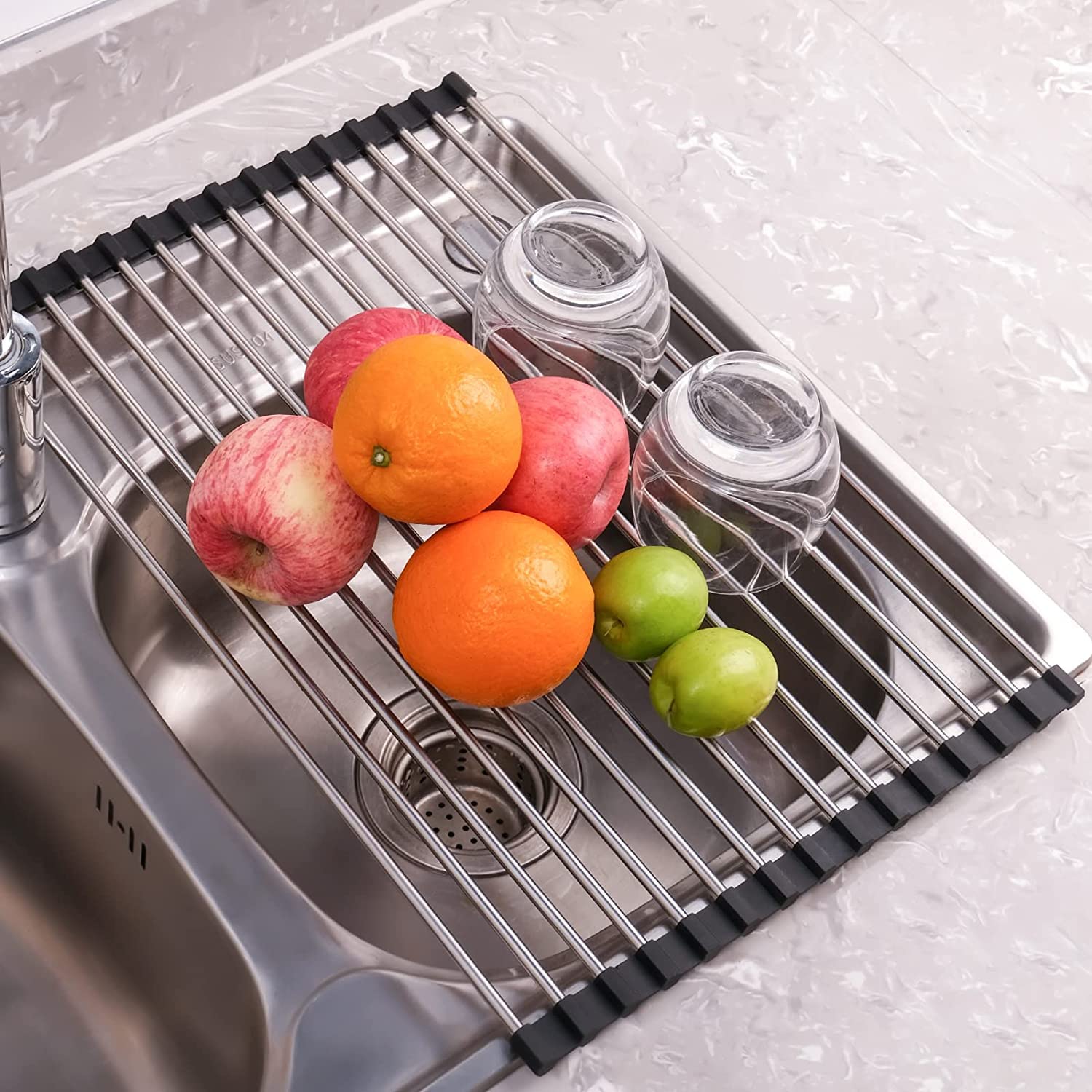 Seropy roll up dish drying rack folded for compact storage