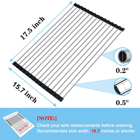 Seropy roll up dish drying rack shows stainless steel tubes for sturdy support