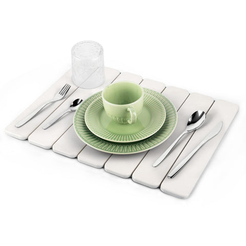 Seropy stone drying mat on counter, large 24x16 for drying.