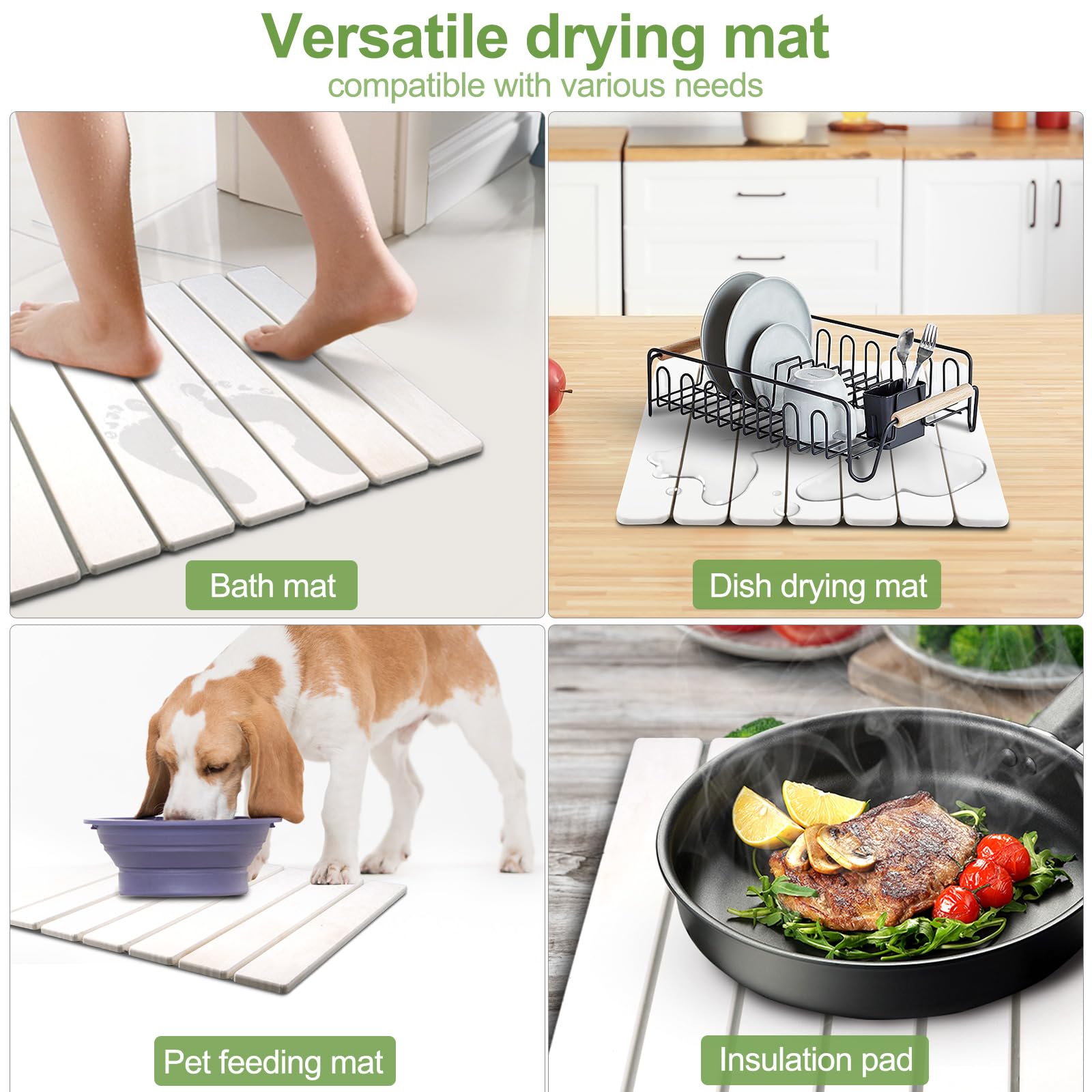 Seropy drying mat grooves guide water for faster drying.