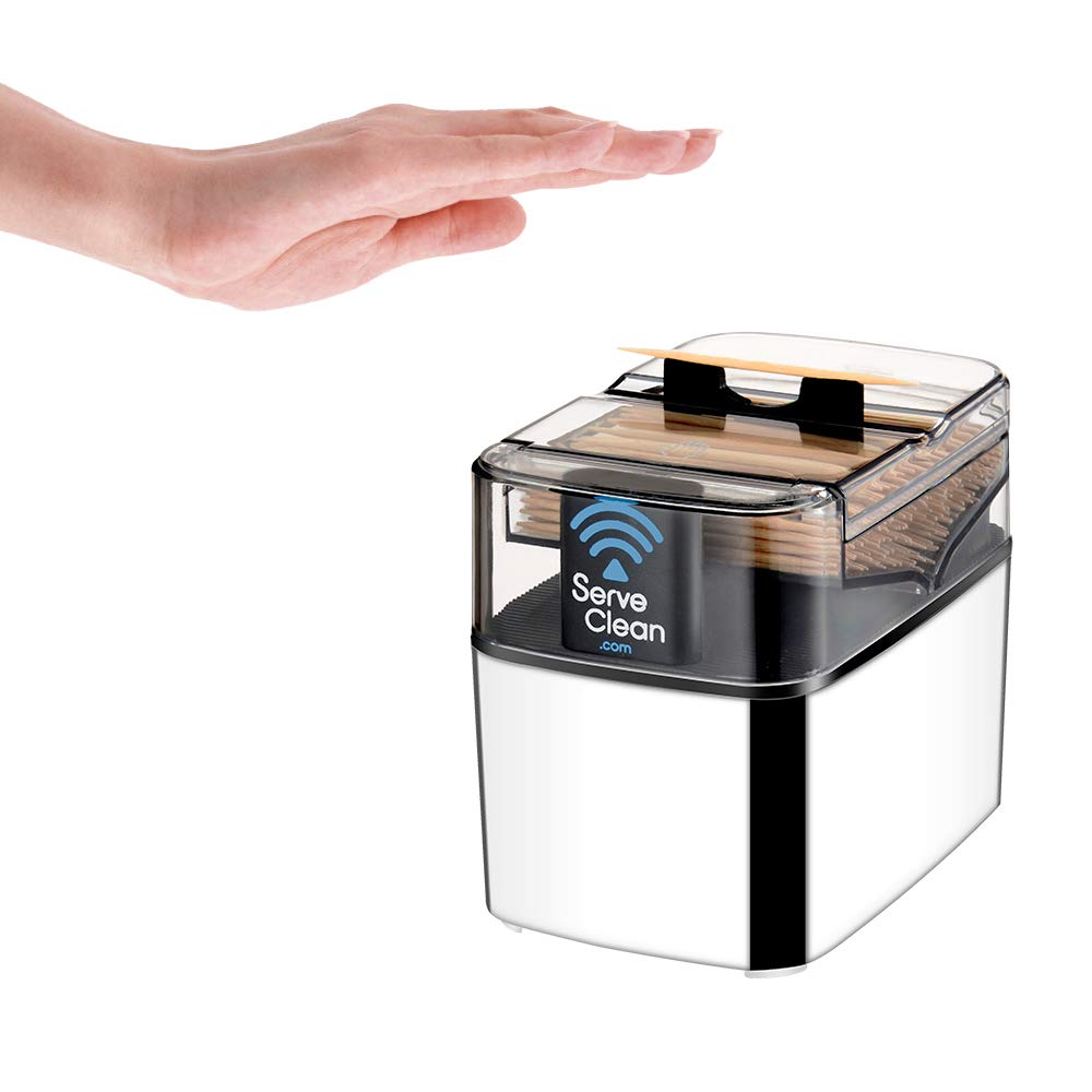 Serve Clean Smart Toothpick Dispenser chrome with wave delivery for touch-free use