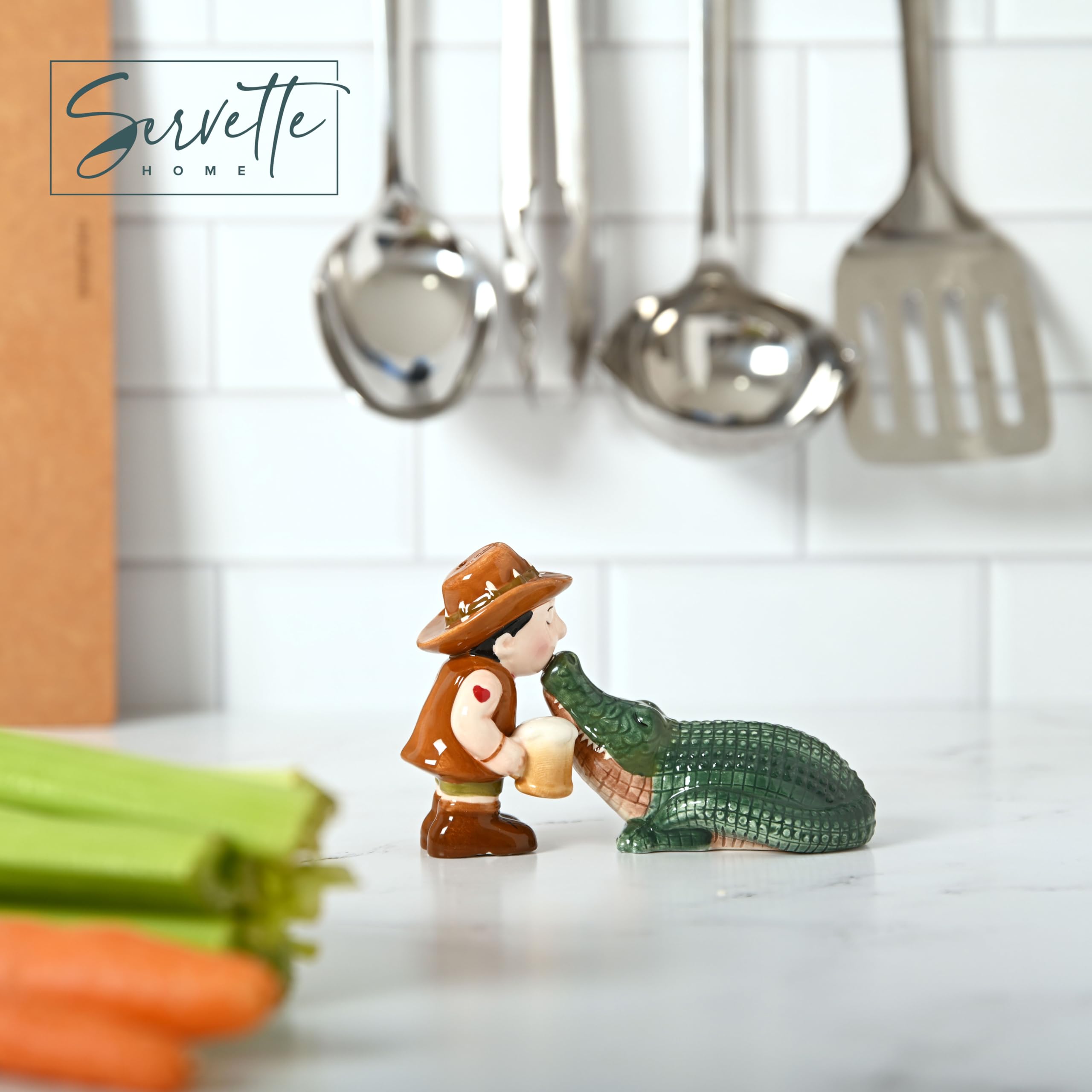 Servette Home crocodile pepper shaker ideal for table seasoning.