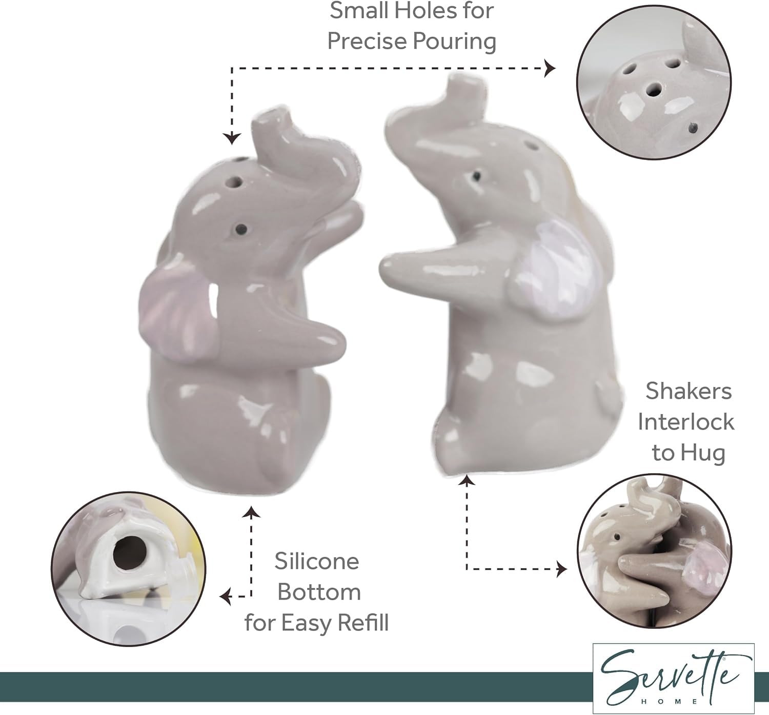 Gift-ready packaging showcases Servette Home Hugging Elephants shakers as a thoughtful present.