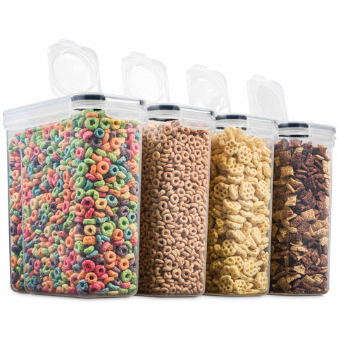 Seseno 4-pack airtight cereal containers with secure lids for fresh cereals