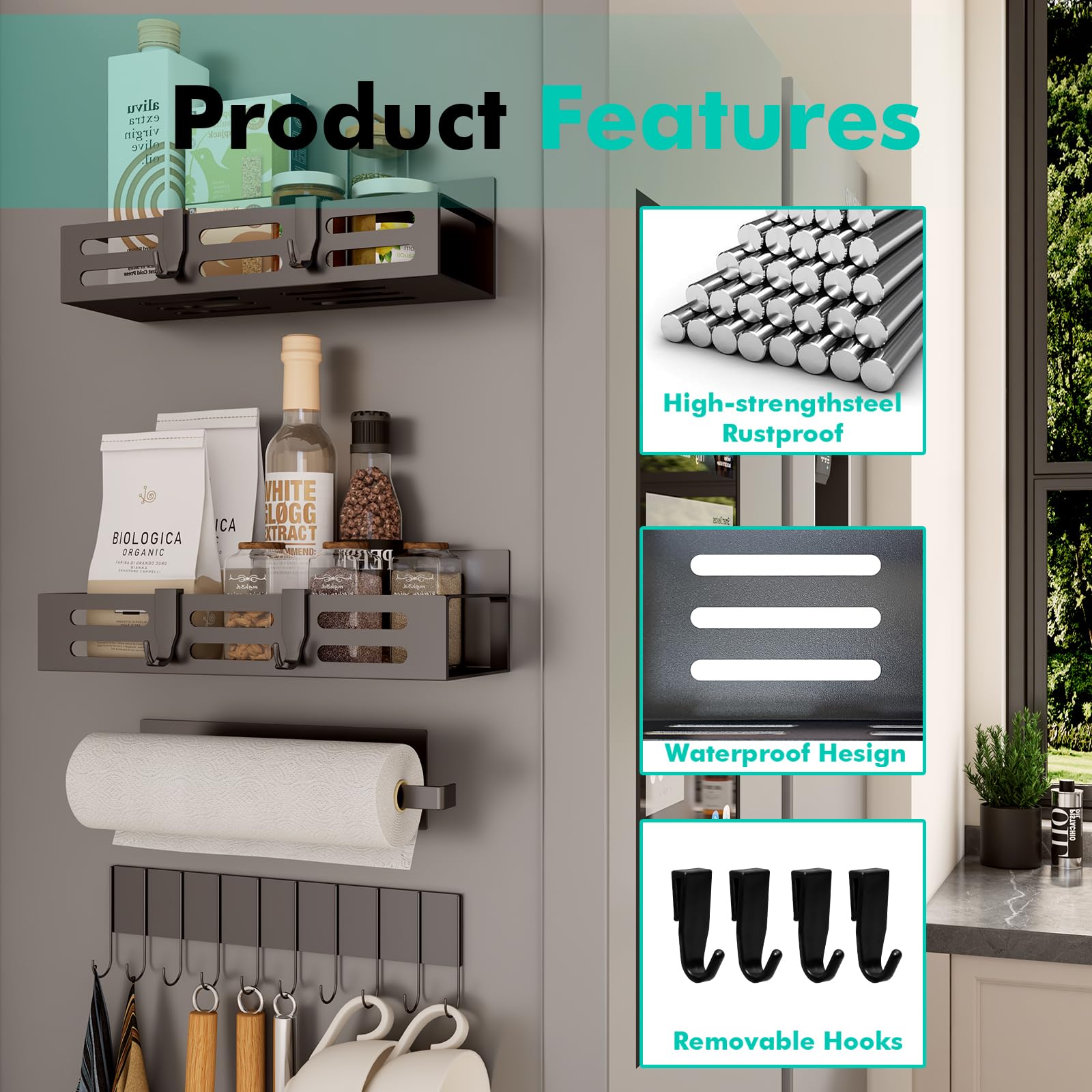 SETBAOO durable carbon steel design resists rust on kitchen surfaces.