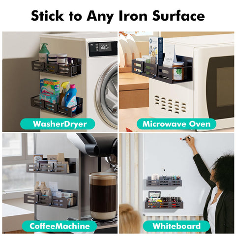 SETBAOO magnetic shelf provides versatile storage on metal surfaces.