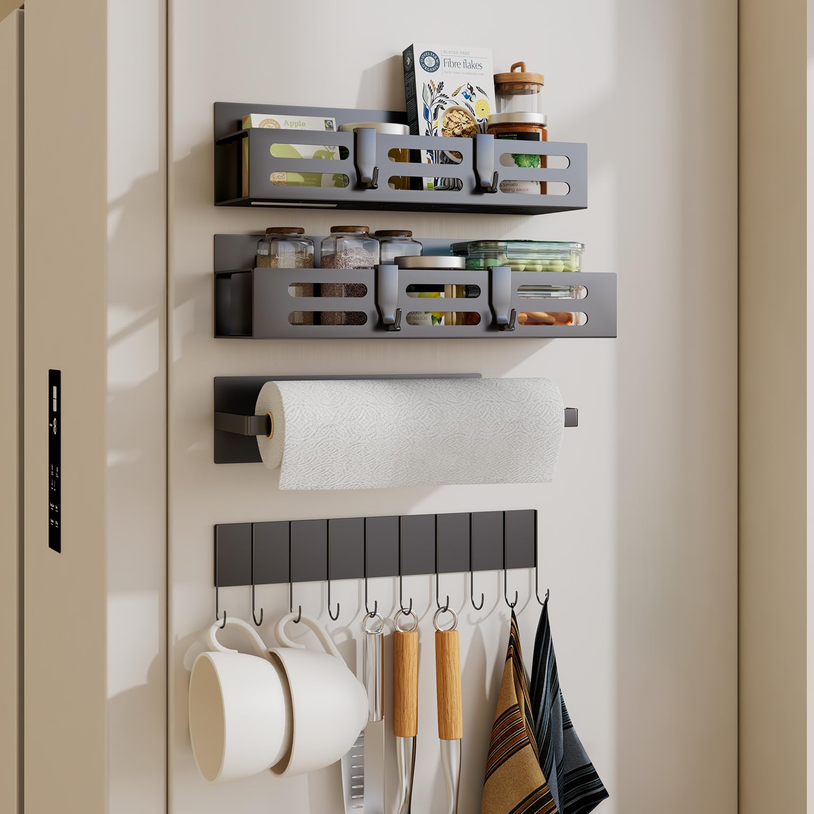 SETBAOO magnetic spice rack on fridge demonstrates space-saving organization.
