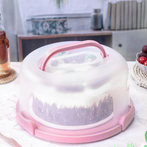 SETLUX 10in pink cake carrier with lid for secure transport of baked cakes