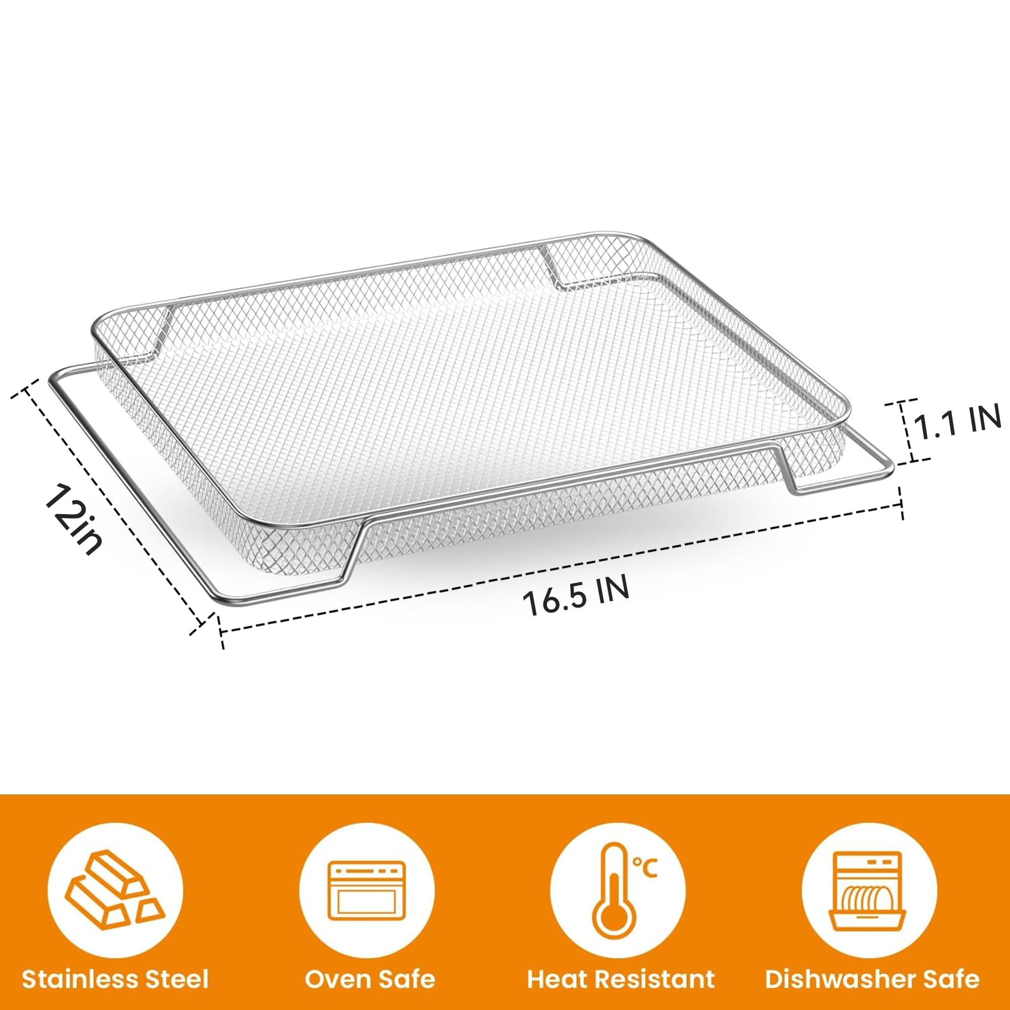 SettleDown air fryer basket mesh closeup highlighting durable stainless steel and non-stick surface