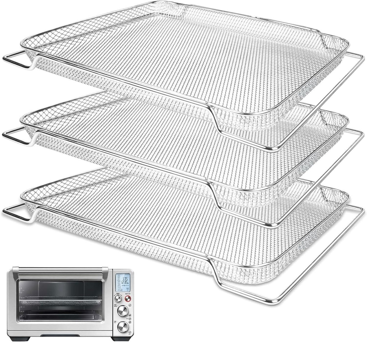 SettleDown Breville Smart Oven Air Fryer Pro basket assembly with three pieces for extra capacity