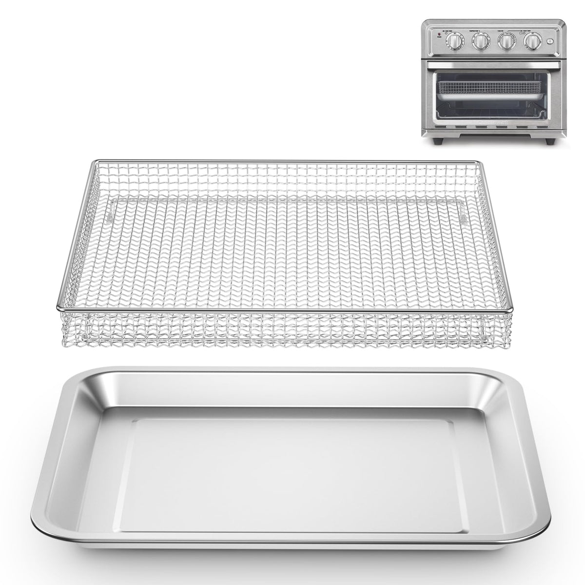 SettleDown stainless steel airfryer basket in action for even cooking and crispy results.