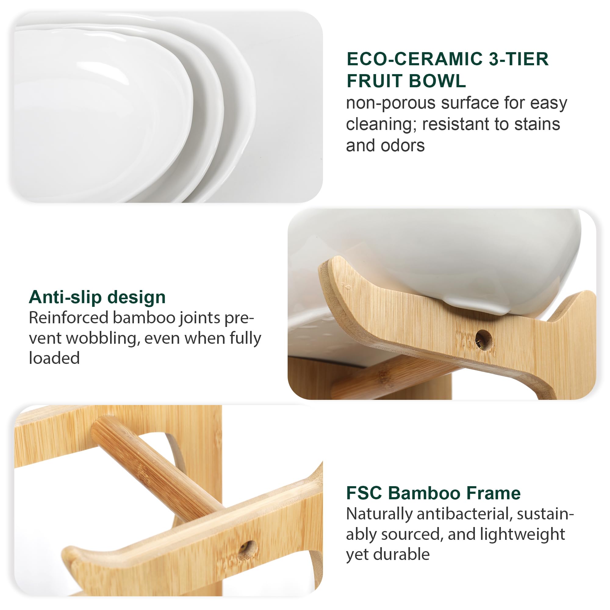 Seven Sparta ceramic bowls arranged for cake, dessert, and snacks on a counter.