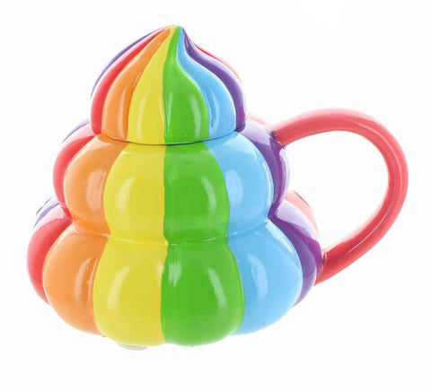Seven20 Ceramic mug with rainbow emoji design for hot coffee.