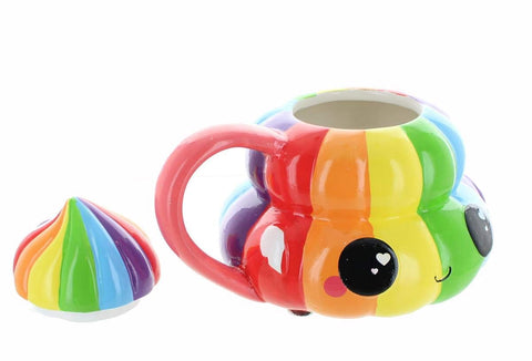 Seven20 Lidded mug with colorful swirl emoji for tea or cocoa.