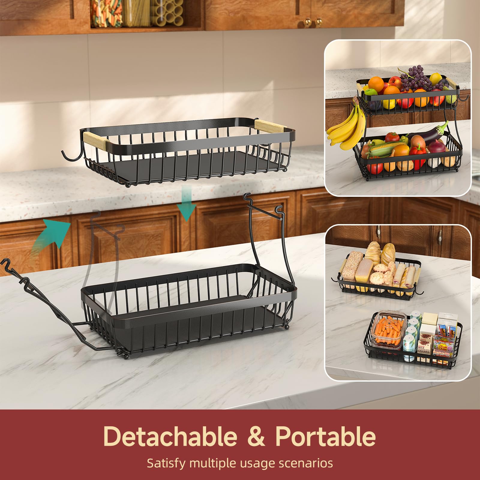 Durable Sevenblue metal frame supports full fruit loads securely.
