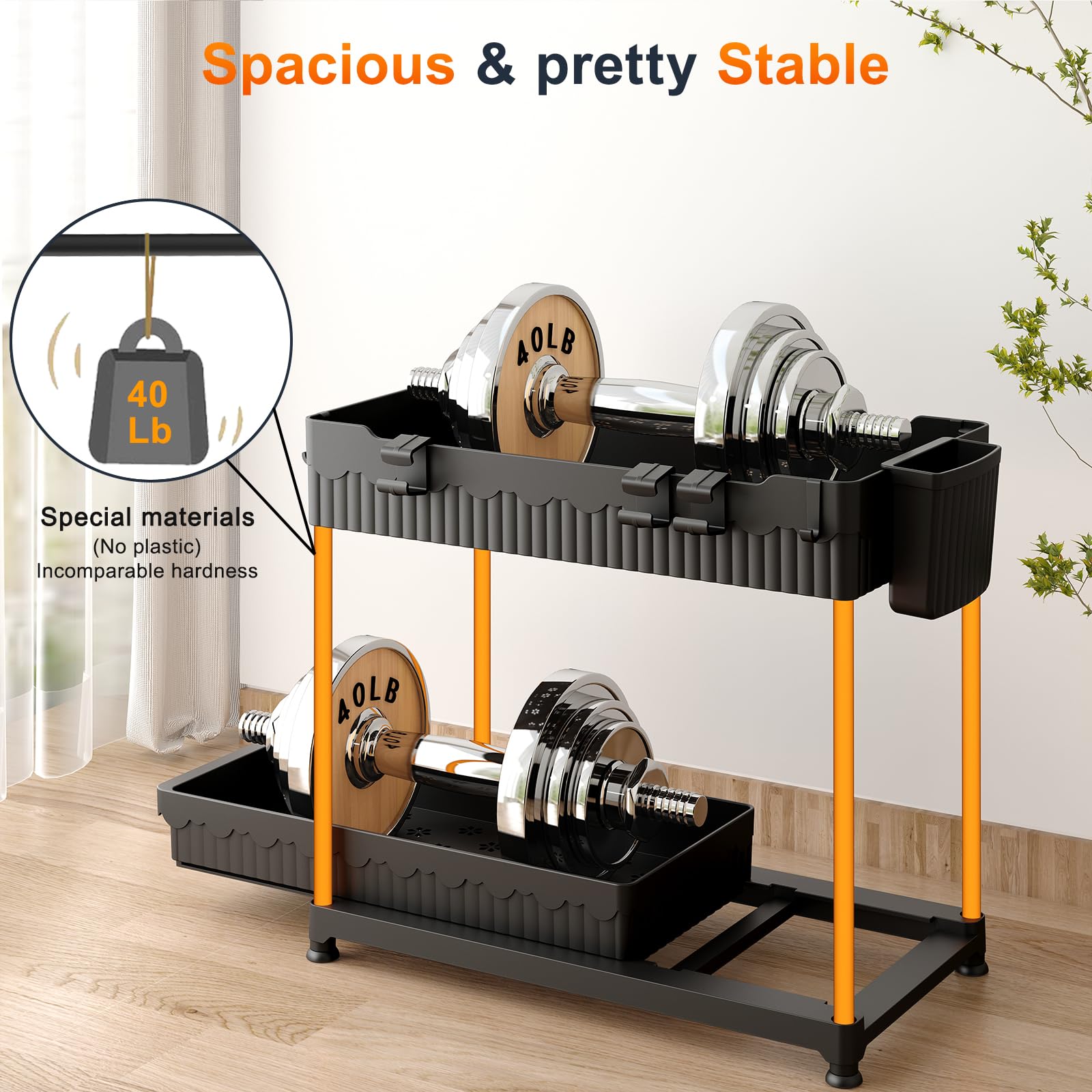 Sevenblue hang-hooks-and-cups accessory helps organize hanging items in the cabinet.