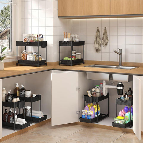 Sevenblue heavy-duty metal support rods provide sturdy shelving for heavy items.
