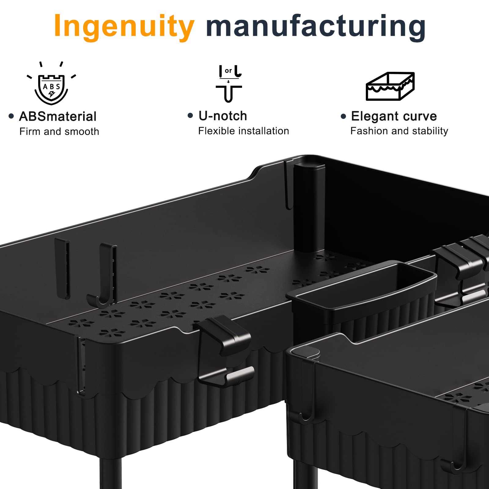 Sevenblue hollow baskets promote drainage and prevent water pooling under the sink.