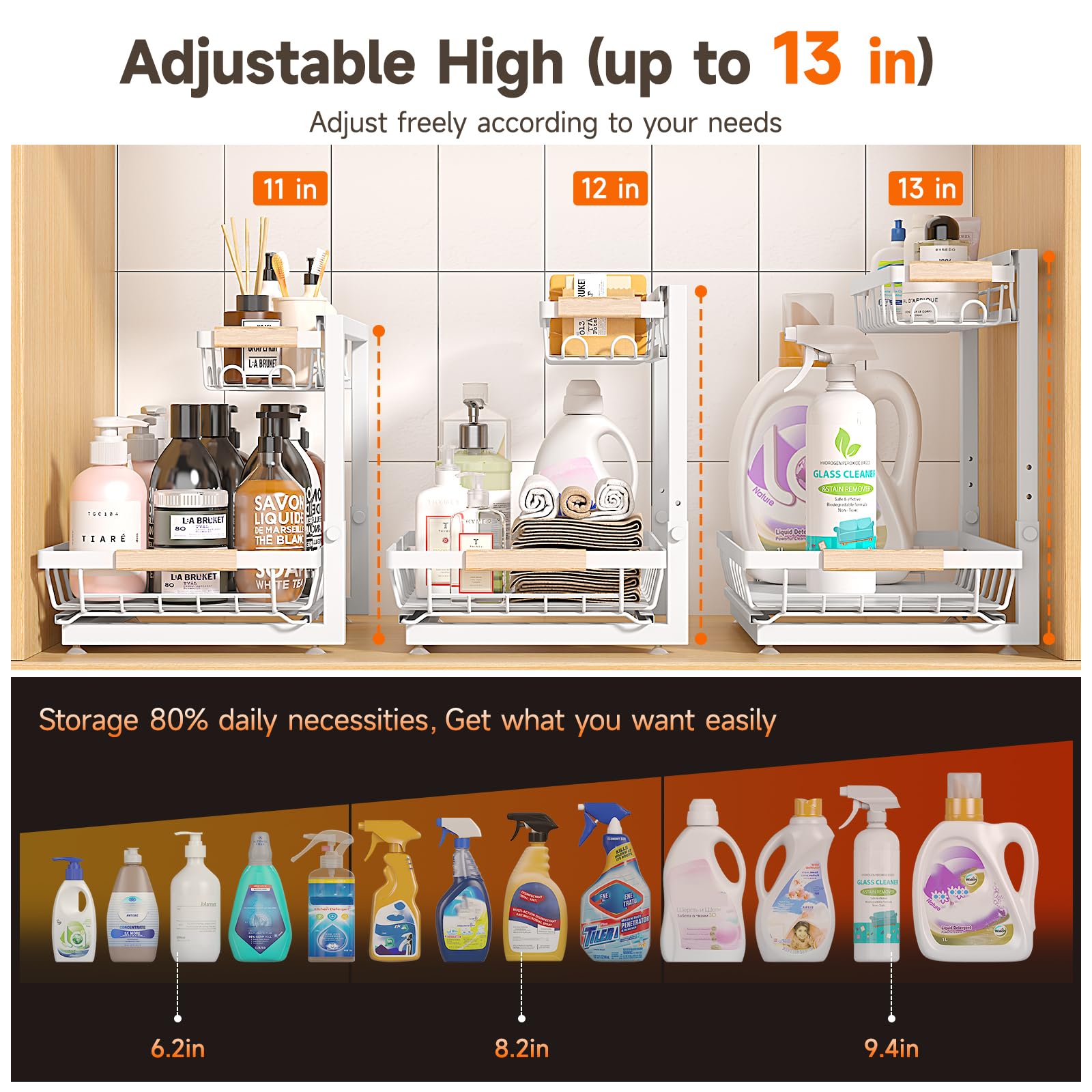Sevenblue L-shaped design keeps pipes clear while expanding storage space.