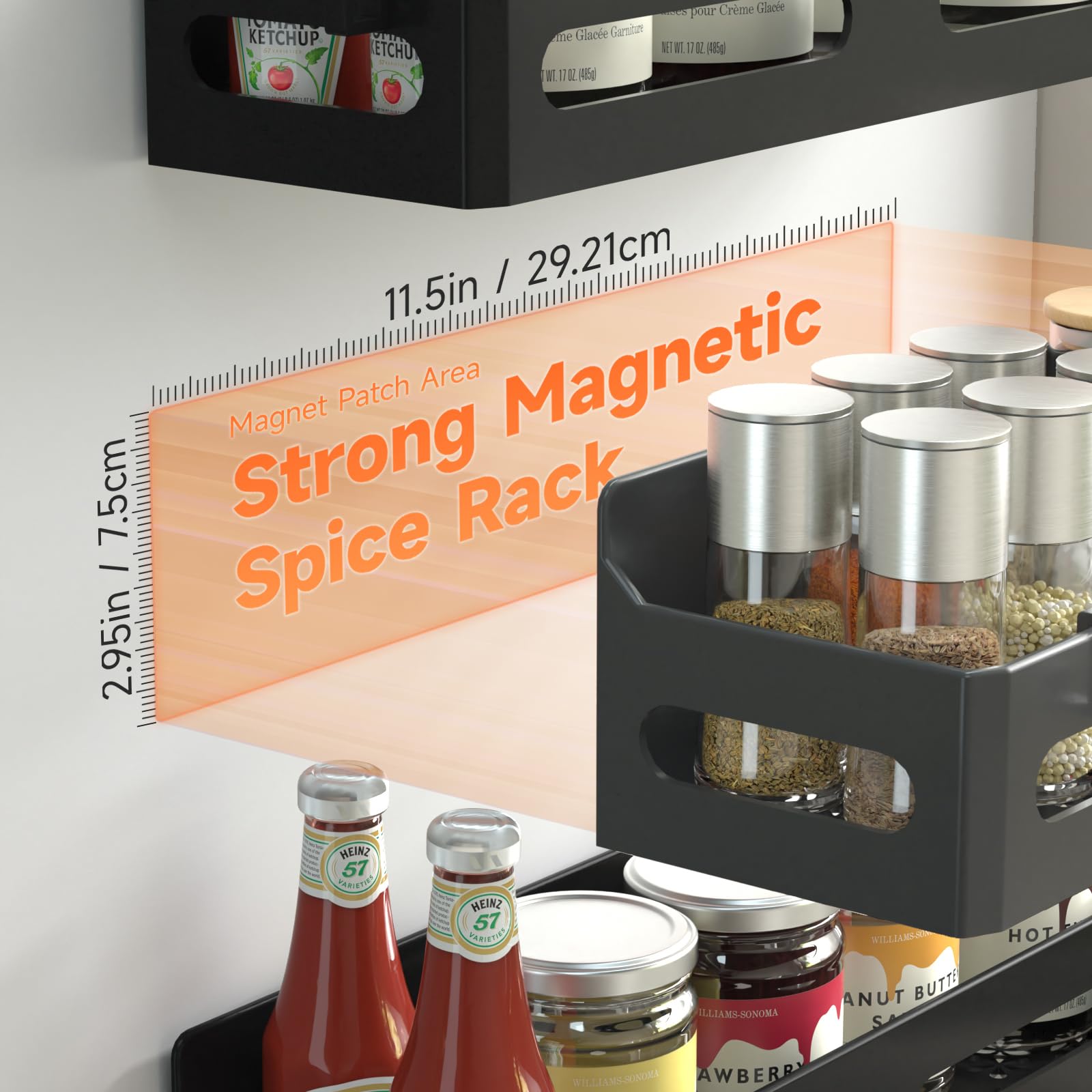 Sevenblue 4-pack magnetic racks install without tools for quick kitchen organization