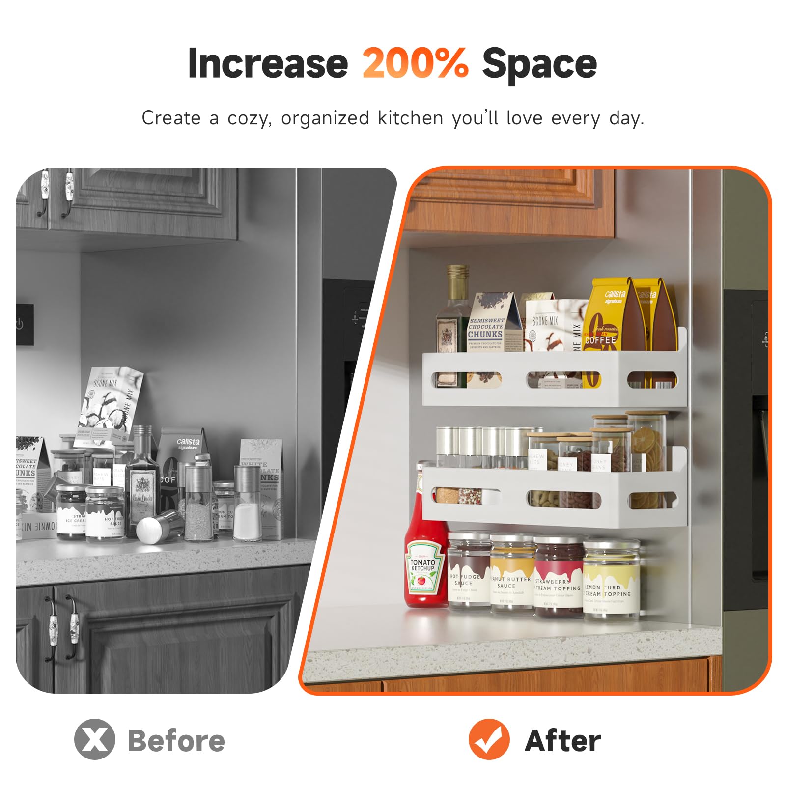 Sevenblue spice rack features durable white plastic and strong magnets.