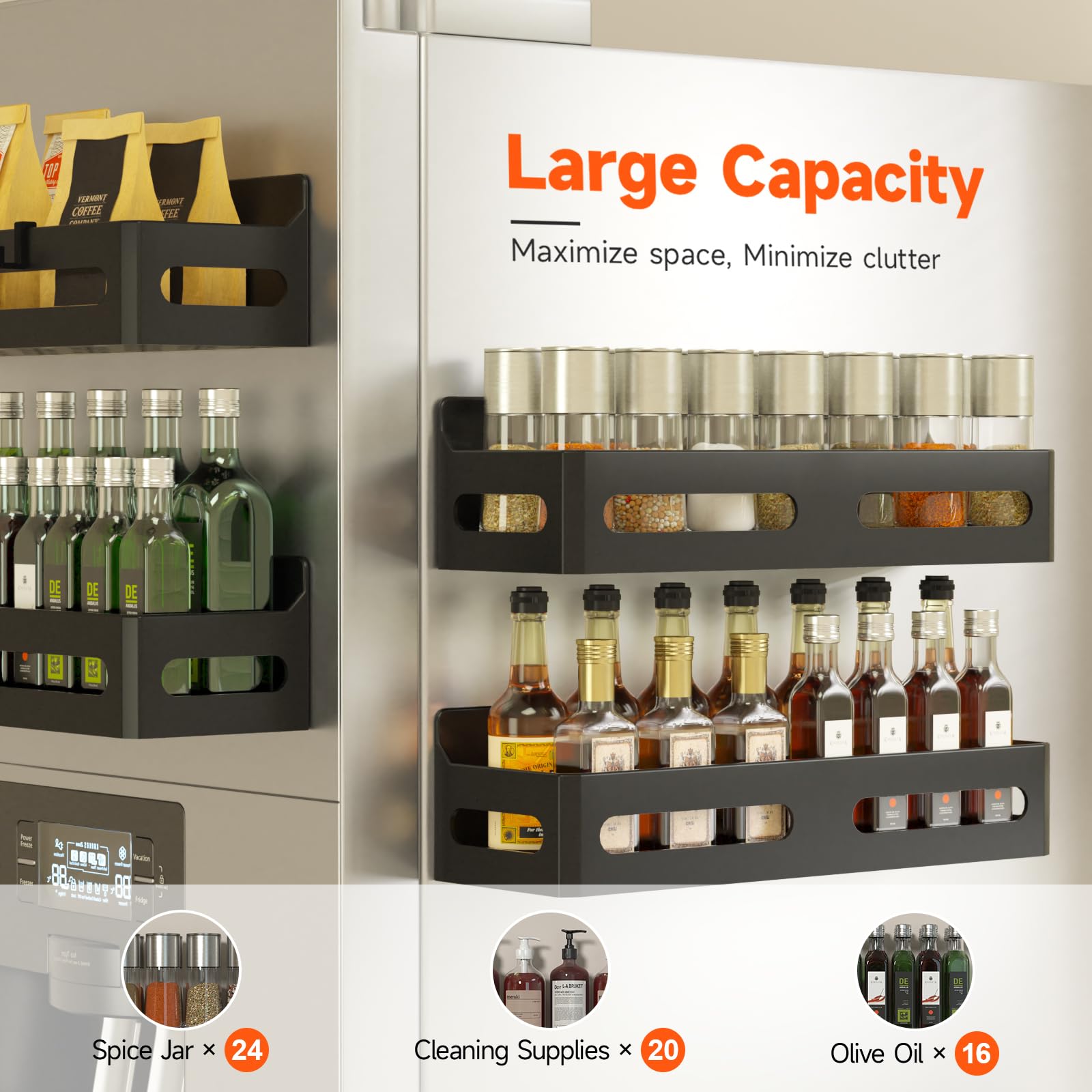 Stable magnetic rack secures jars on metal surfaces during cooking