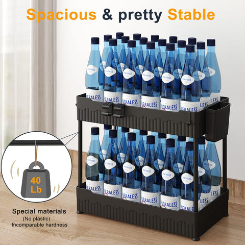 Sevenblue under-sink organizer featuring adjustable hooks for versatile use