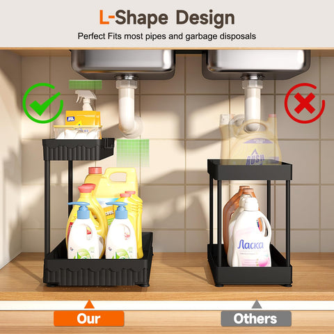 Sevenblue under-sink organizer with smooth sliding drawers for easy access.