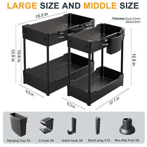 Sevenblue under-sink organizer with hanging cups for extra storage