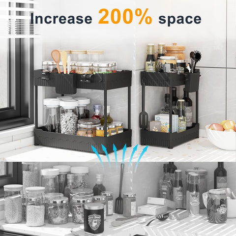 Sevenblue under-sink organizer with a medium basket for tight spaces