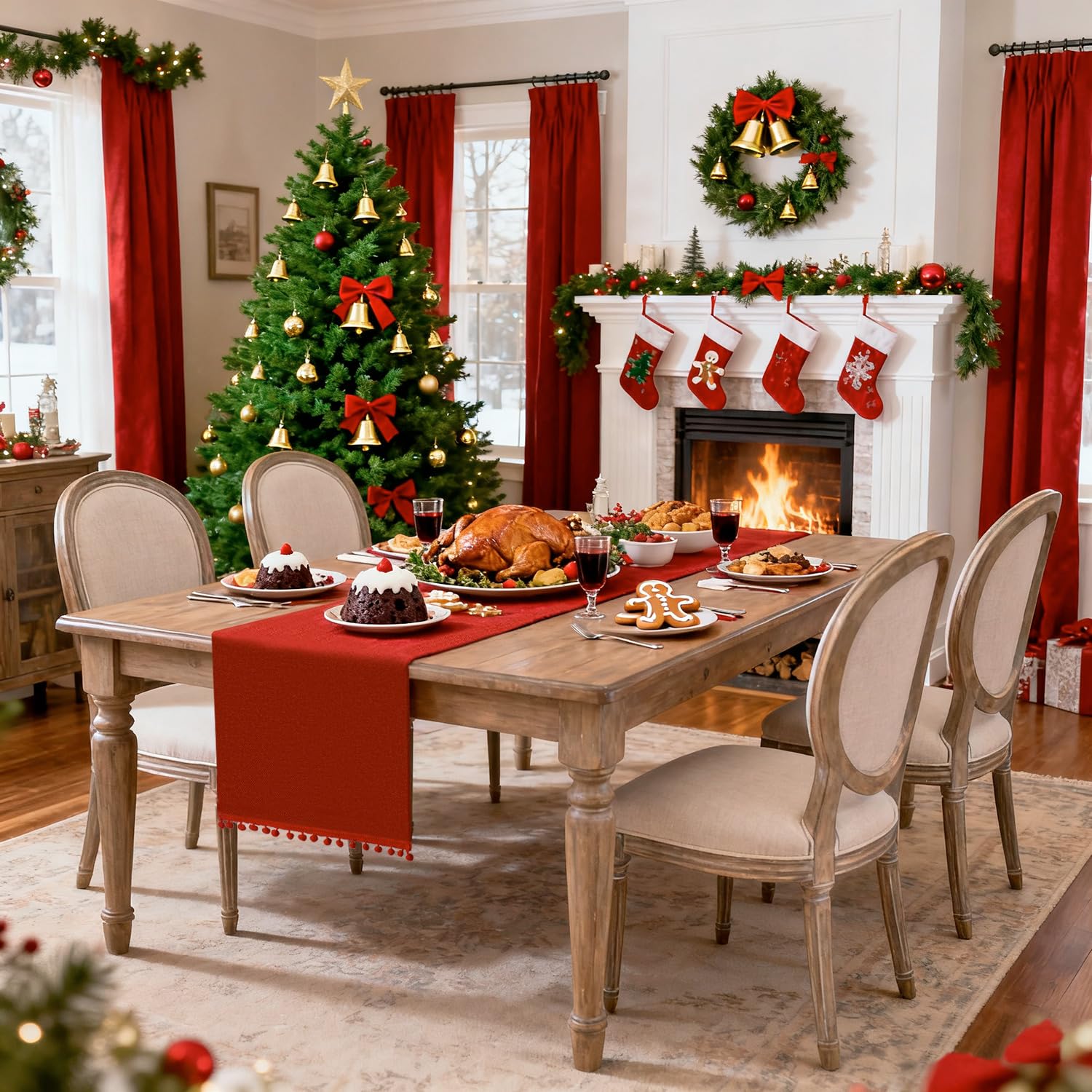 SevenFish holiday table decor burlap runner suitable for four seasons