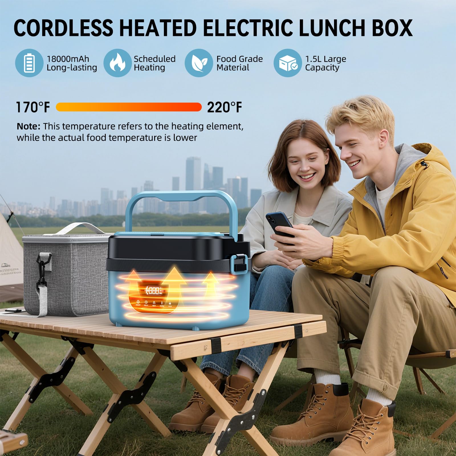 SEVENMEET removable 1.5L container with divider and utensils for meals