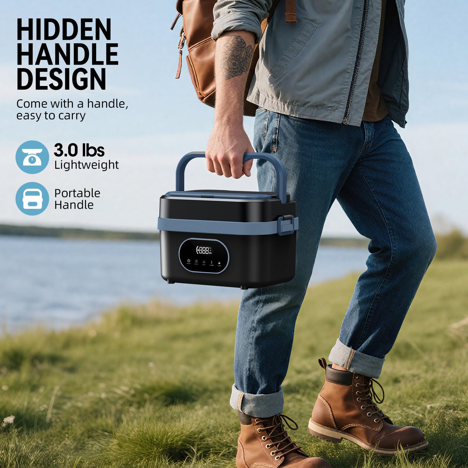 Sevenmeet lunch box battery pack exterior demonstrating portable power for travel