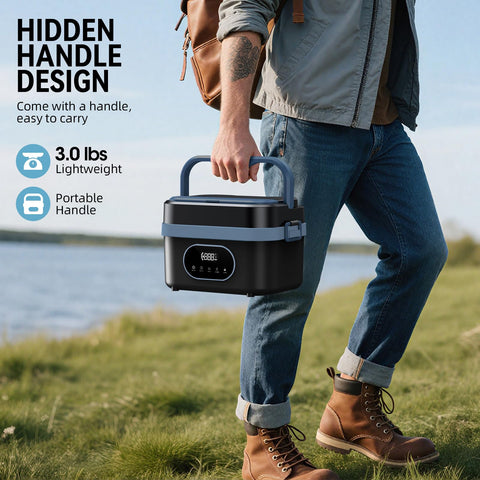 Sevenmeet lunch box battery pack exterior demonstrating portable power for travel