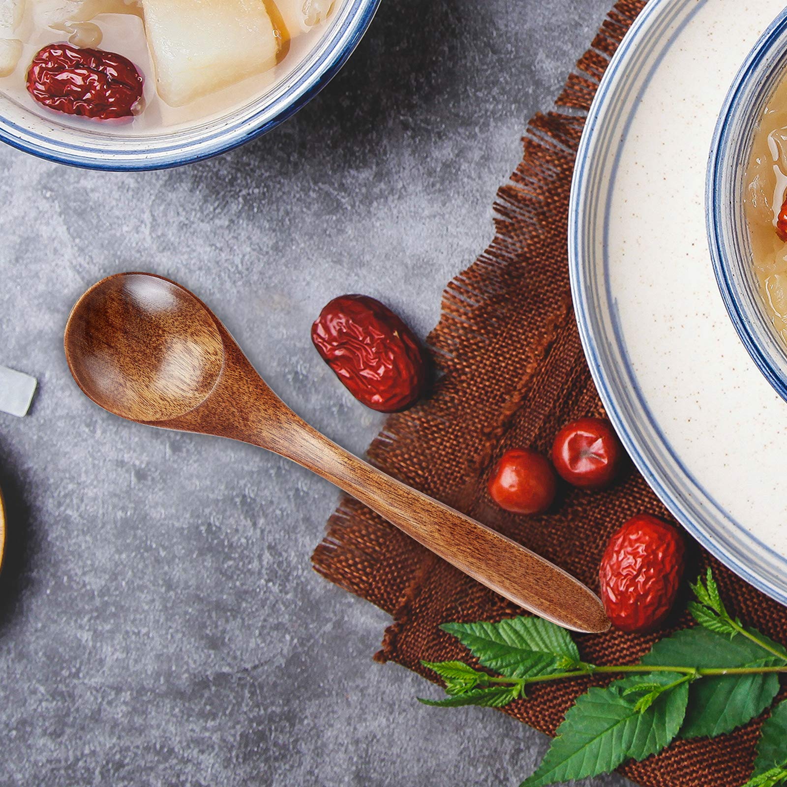 Sevensun wooden spoons in storage with a sturdy, warp-resistant design.