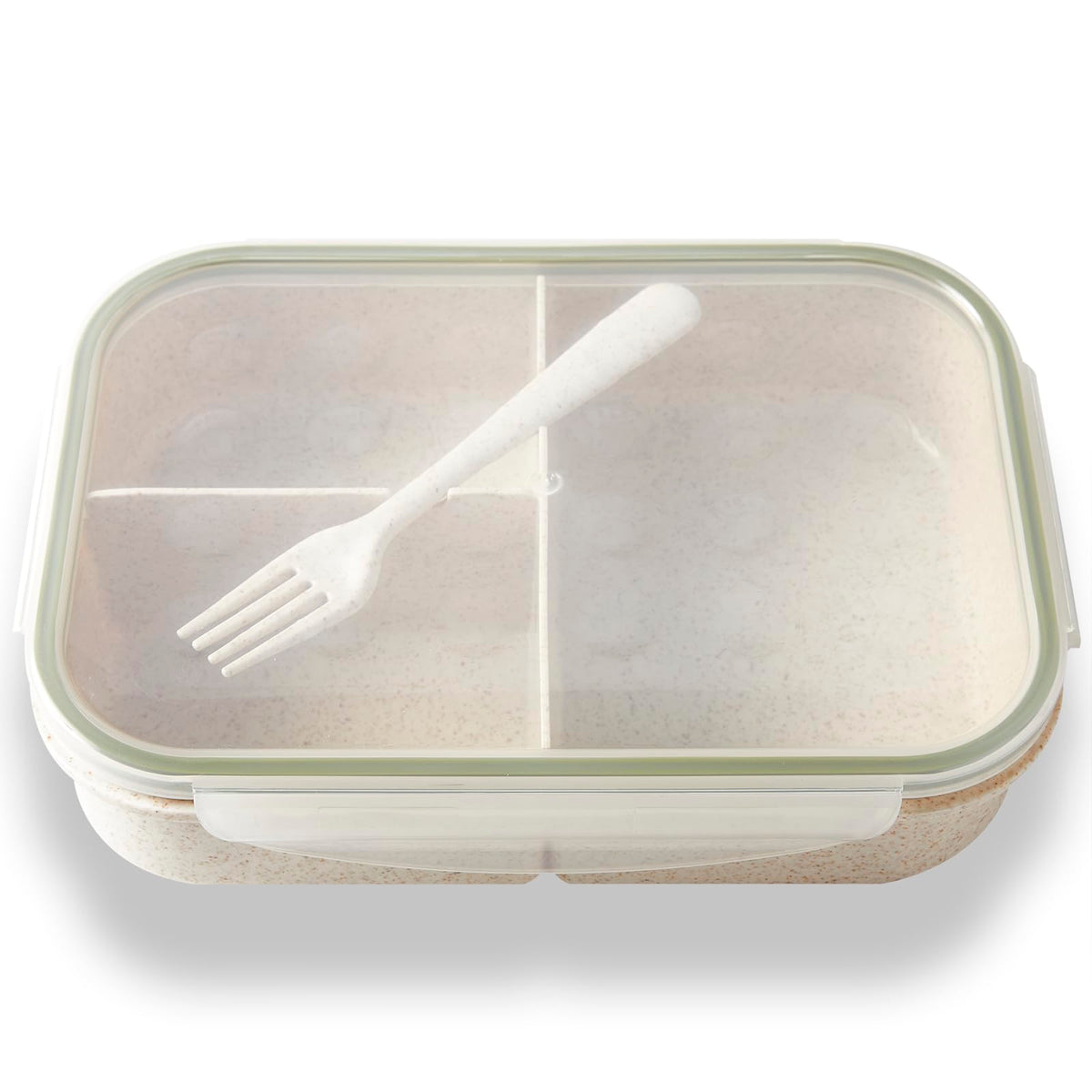 SEVENY Bento Box front view shows natural wheat fiber material for everyday meals.