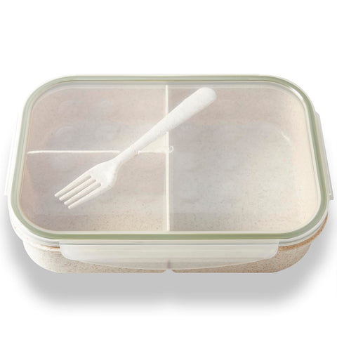 SEVENY Bento Box front view shows natural wheat fiber material for everyday meals.