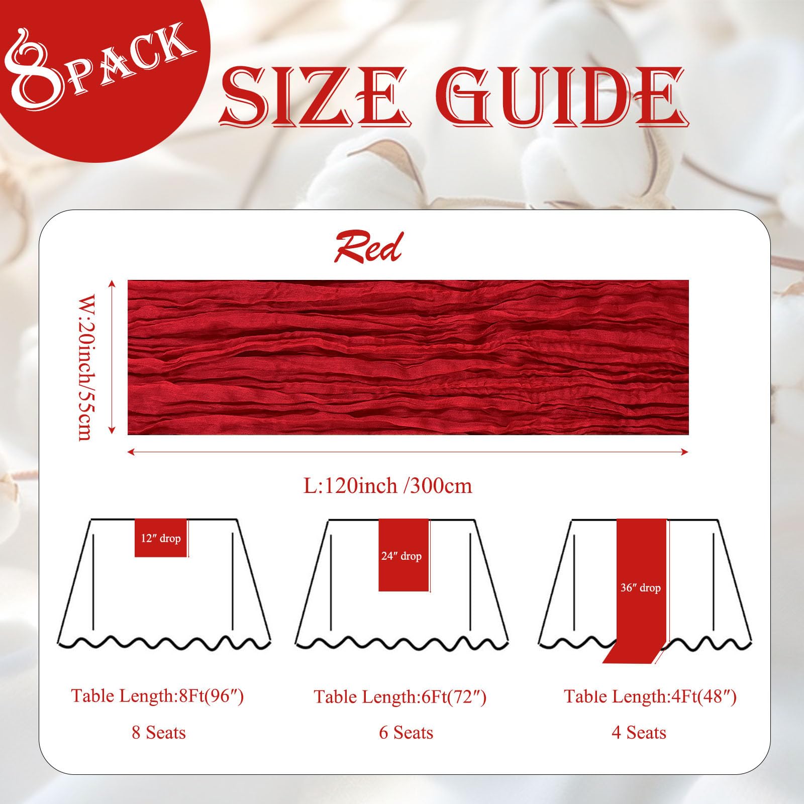Seveups boho rustic red runner enhances tables with soft drape and warm ambience.